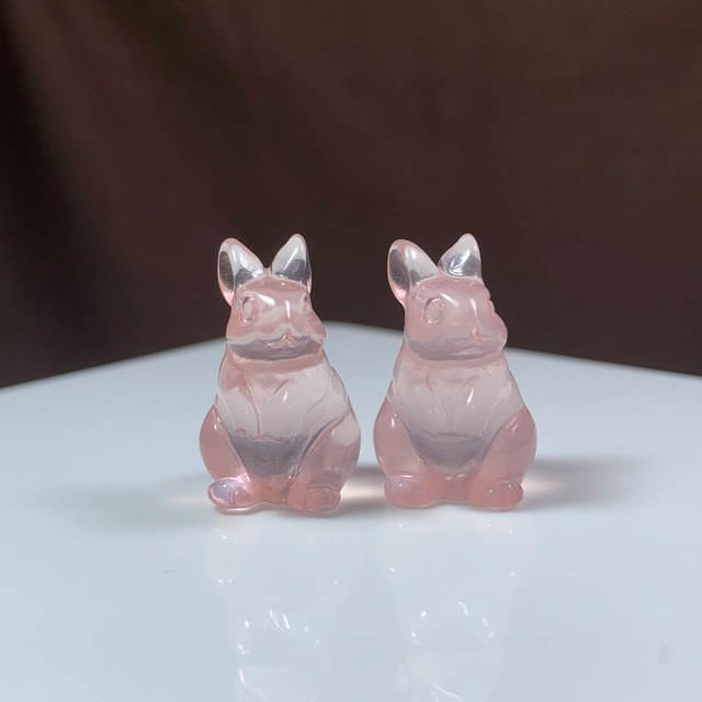 5.超透明☆モザンビーク産ローズクォーツ・うさぎさん