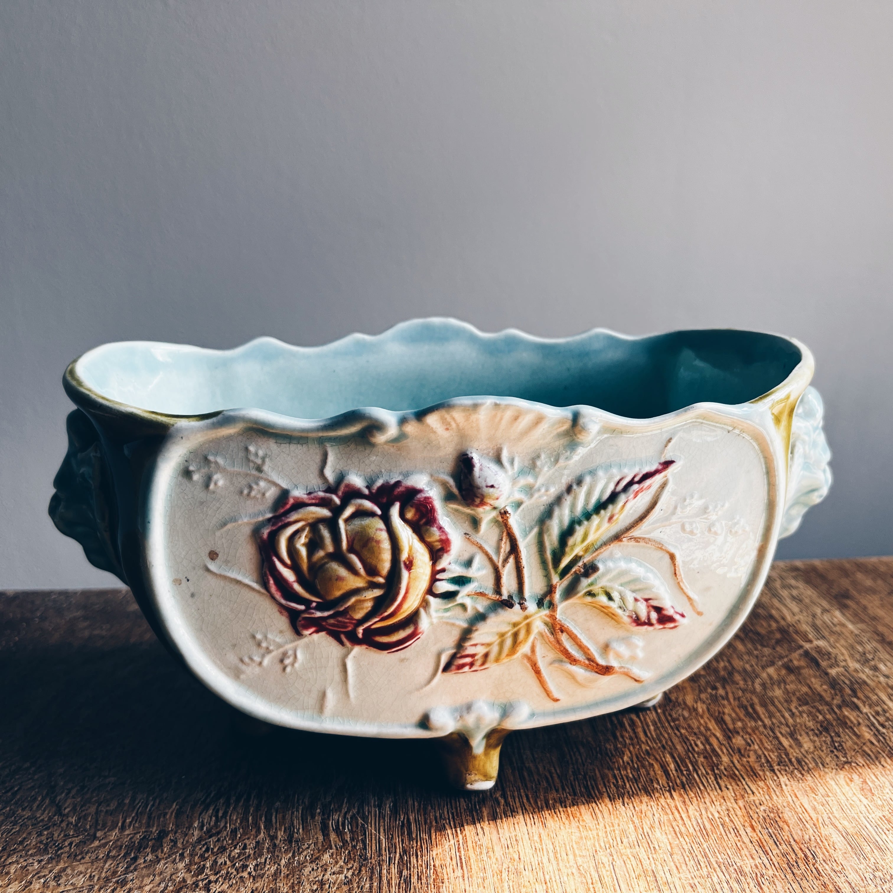 Belgian antique barbotine flower pot
