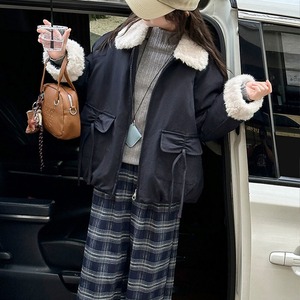 【送料無料】 子供服 女の子 アウター ファーカラー ジャケット 秋冬 韓国 防寒 保温 暖かい 小学生 おしゃれ カジュアル リボンポケット かわいい 大人可愛い 大人女子