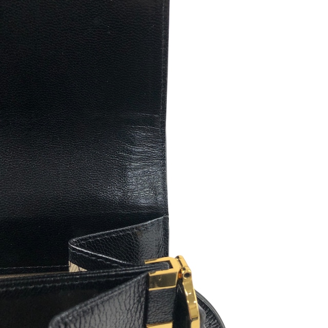 Yves Saint Laurent イヴ・サンローラン ショルダーバッグ ブラック YSL ロゴ レザー リザード型押し vintage ヴィンテージ オールド mwbp36