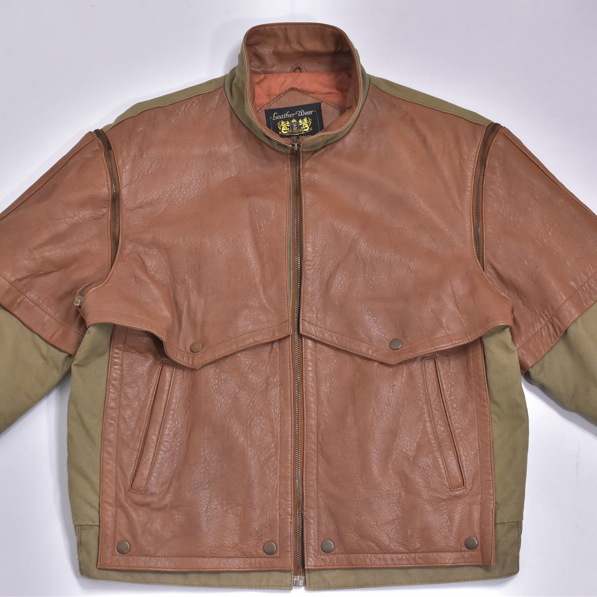 80s～ Leather Wear 異素材 切替デザイン 2way レザーブルゾン 