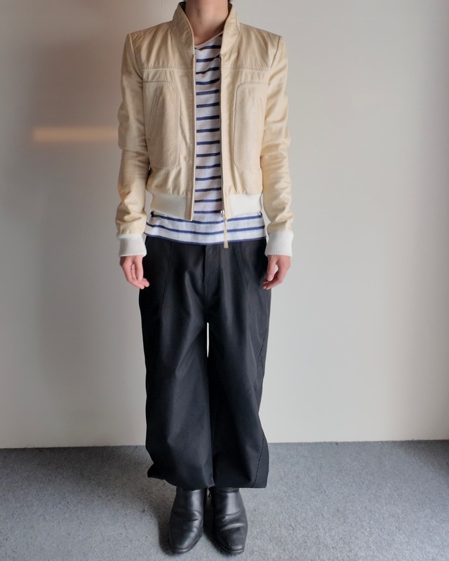 【DSQUARED2】linen crew neck border top