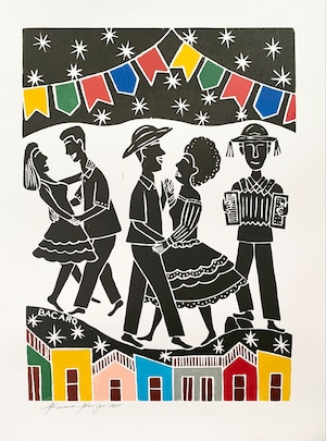 BACARO BORGES バカロ・ボルジェス 木版画 M【夜のカーニバル】