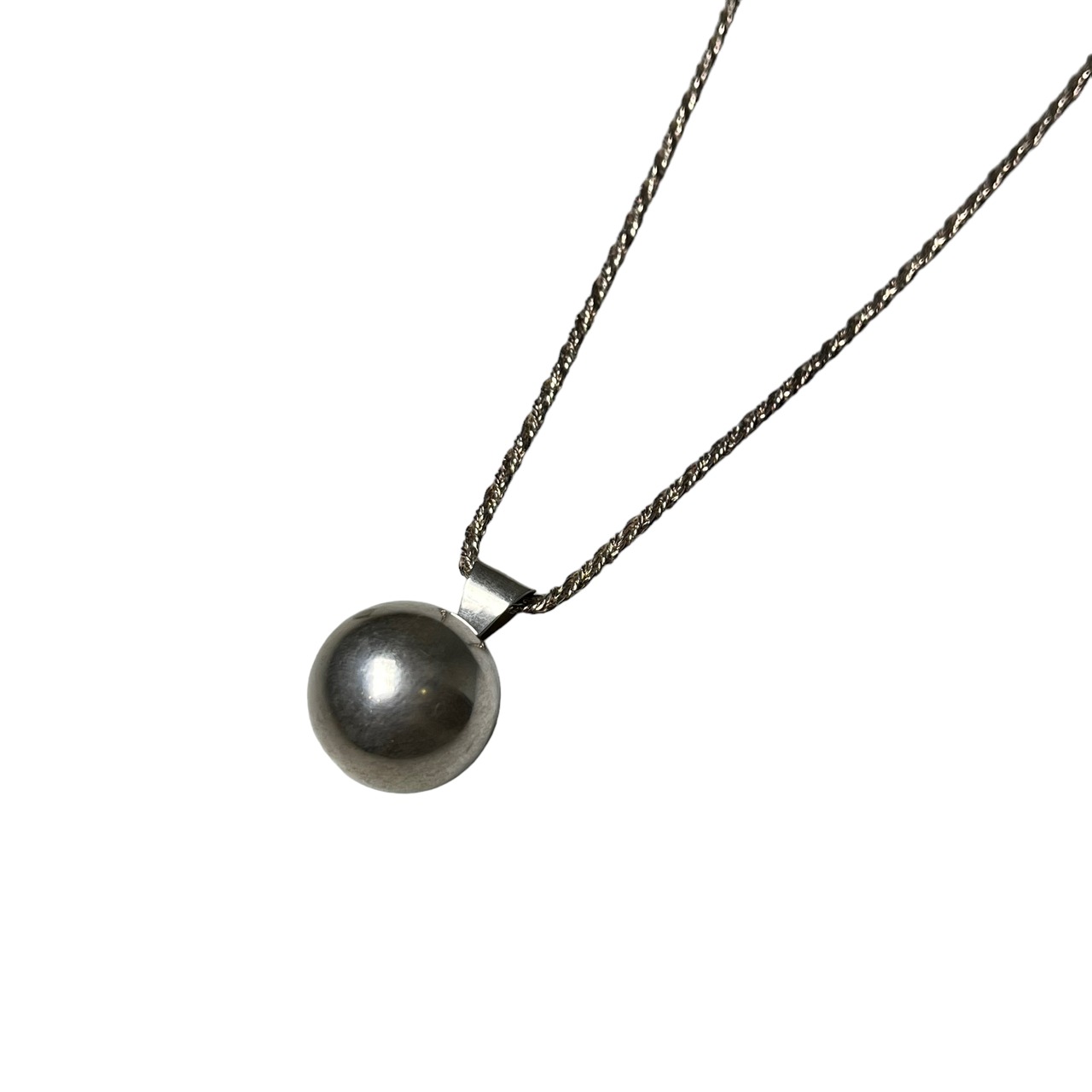 vintage silver big ball pendant necklace