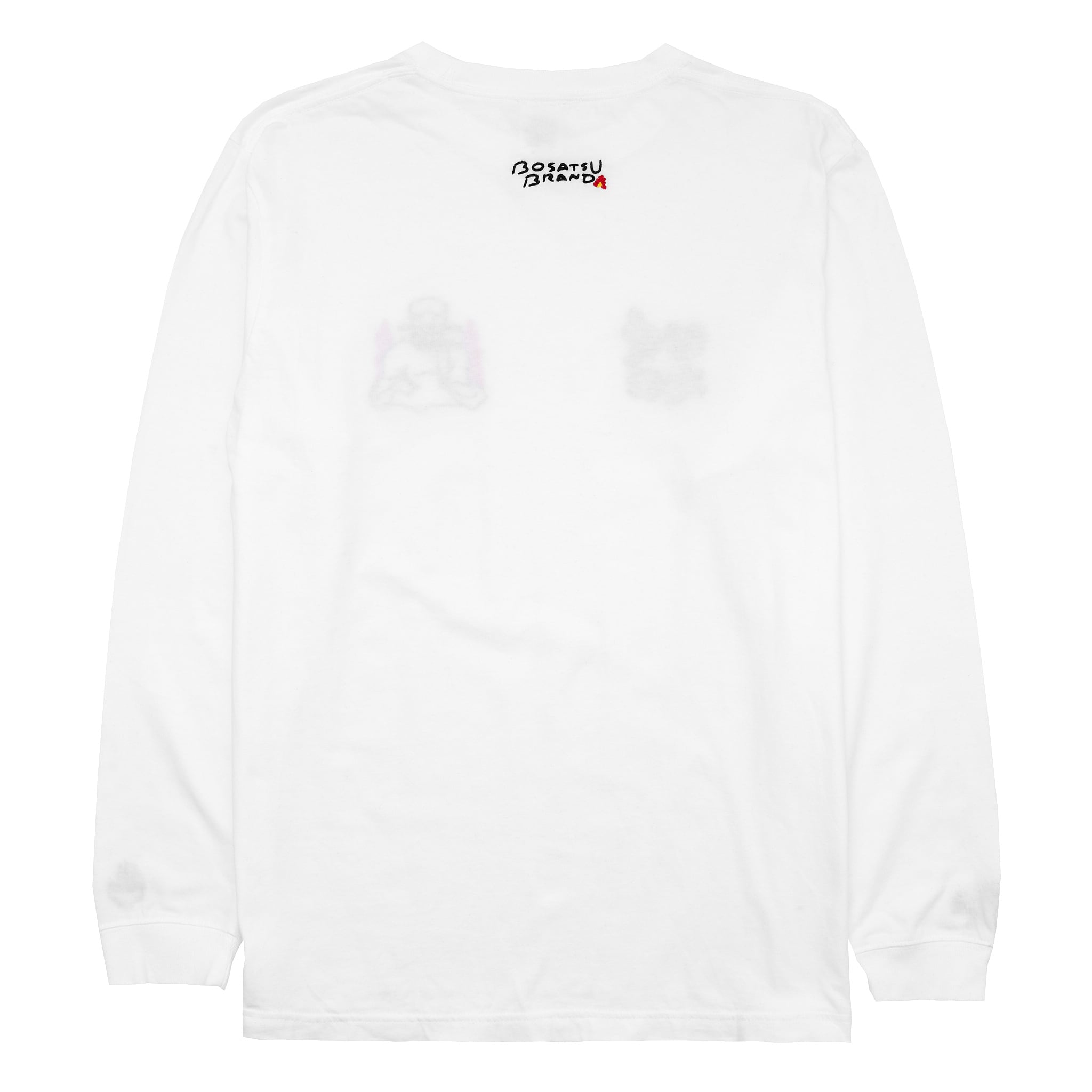 閻魔大王 仏像 ロングスリーブ Tシャツ (刺繍) 5.6oz ホワイト
