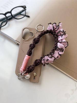【brown × pink】hand strap