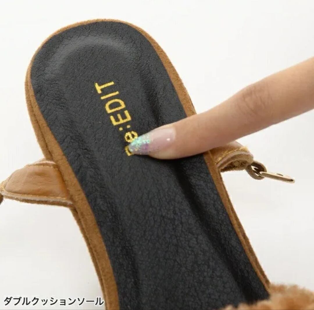 リエディ チャンキーヒール厚底ファーサンダル | artfmy