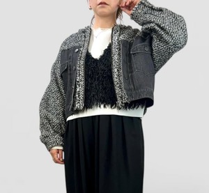 QTUME デニムxツイードジャケット　552-24576