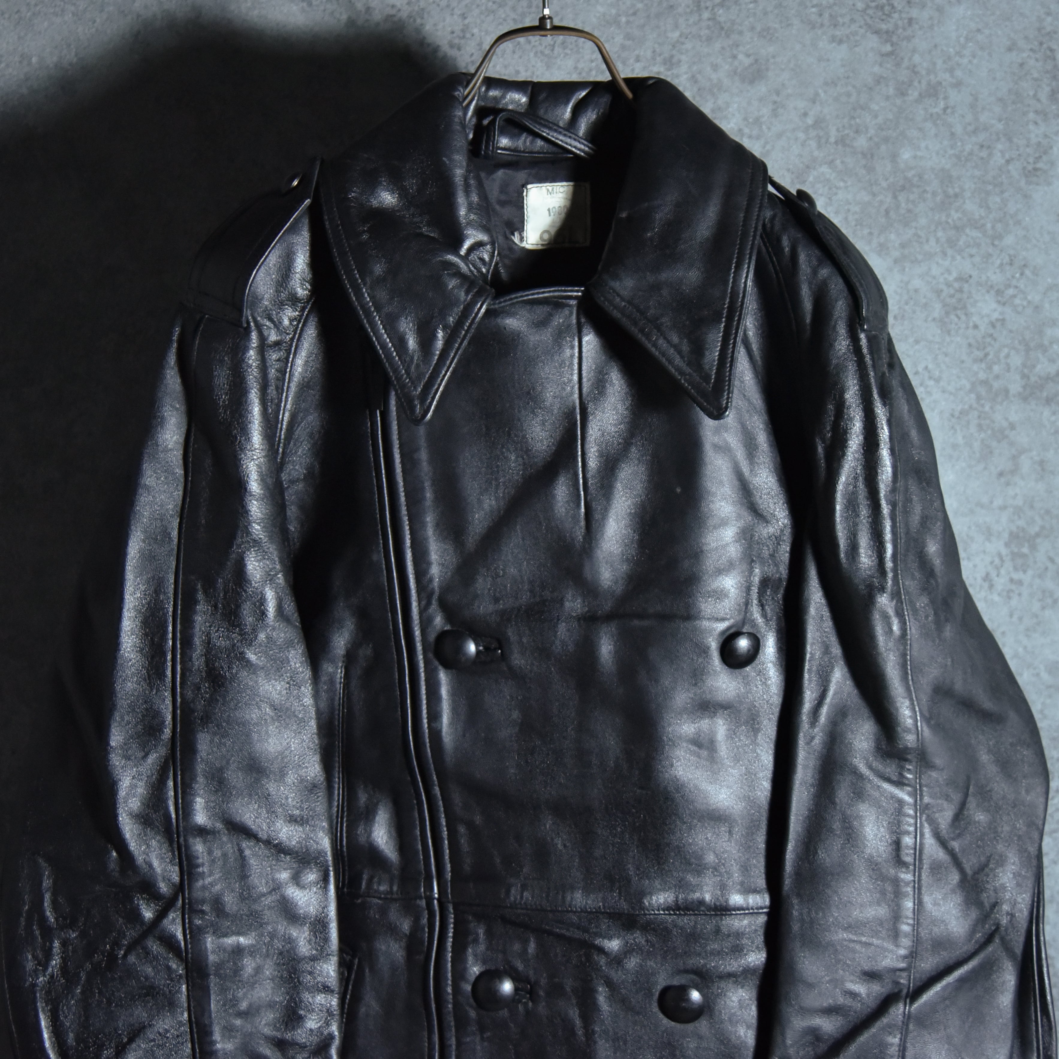 フランス軍 レザージャケット 80s モーターサイクル レザーコート 80s French Army Leather Motorcycle Cort フランス軍 レザー モーター