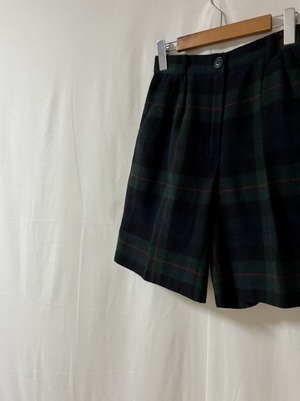 1970~80's Check Pattern Wool Blend Tuck Shorts