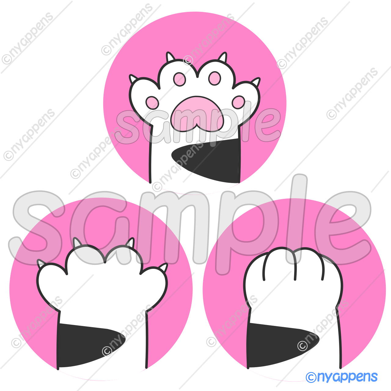 【商用利用OK】猫イラスト（にゃんパ／全11柄33種セット）シールやアイコン、素材に！