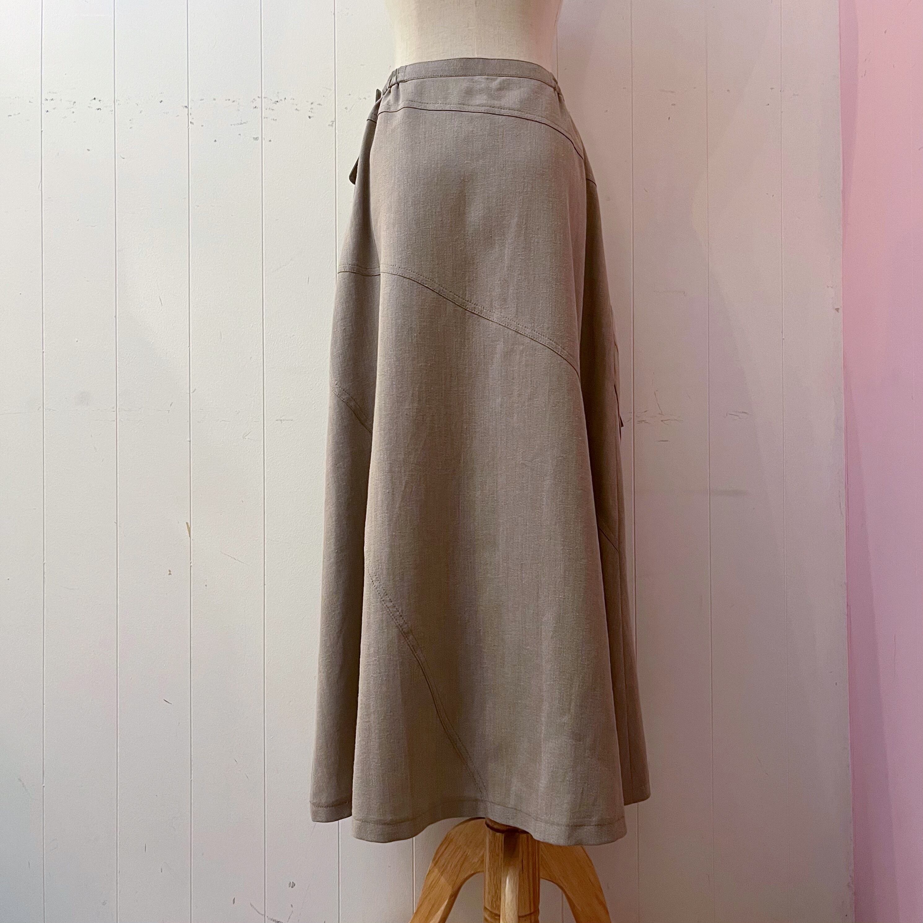 asymmetry pocket flare long skirt