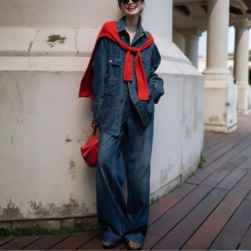 Patch Pocket shirt Wideleg pants Setup 204736