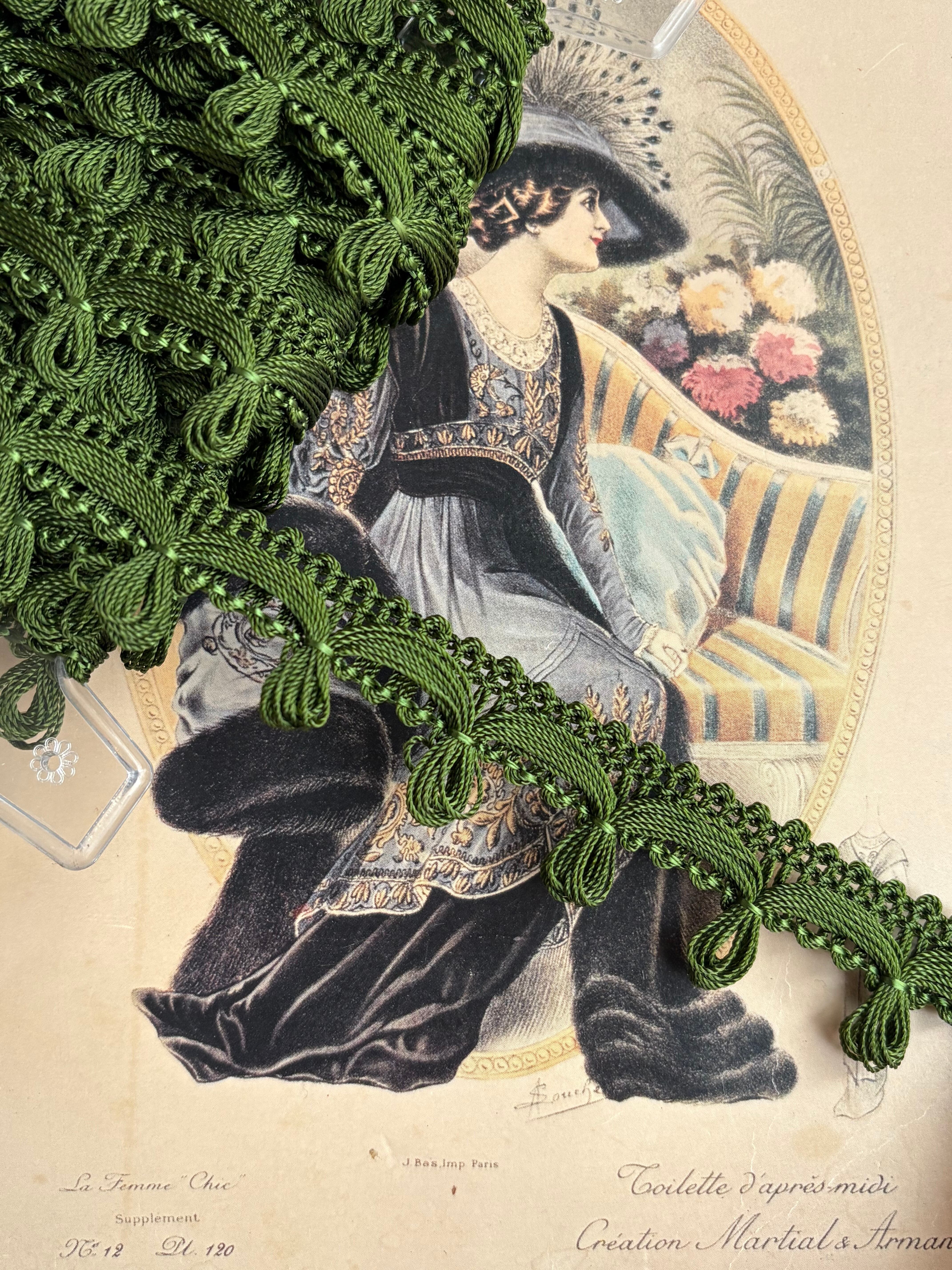 フランスVintage トリム グリーン 25mm カルトナージュ デコレーション材 ヴィンテージトリム