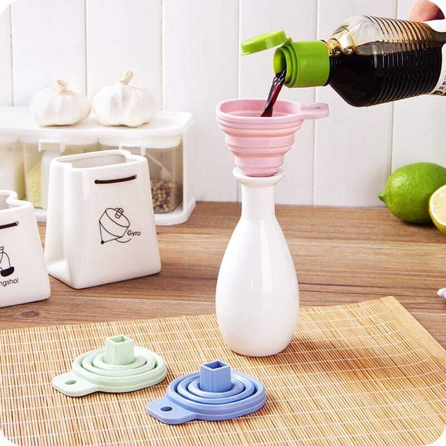 折りたたみじょうご シリコン コンパクト 10個セット 漏斗 キッチン用品 詰め替え ボトル移し替え 液体 調味料 洗剤 サニタリー 収納 省スペース ブルー グリーン ピンク ランダム　cw-a-3253
