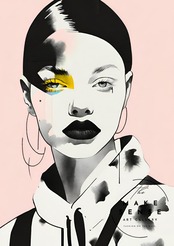 Pure｜女性をくすみカラーで描くファッションイラストアートポスター｜北欧・モダン・ホテルライクに映える上品な抽象インテリアA2ポスター