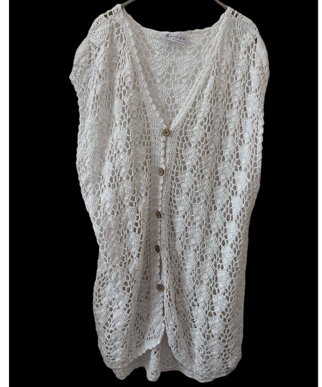 【ご予約】White crochet knit vest