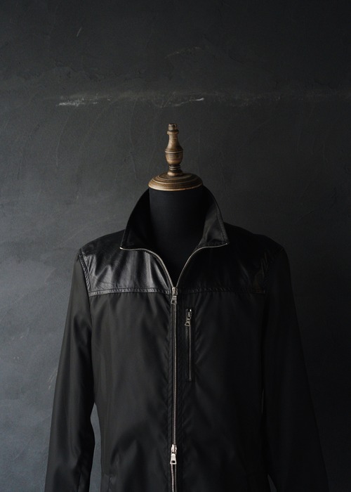 PRADA 2010 switching leather double zip nylon jacket