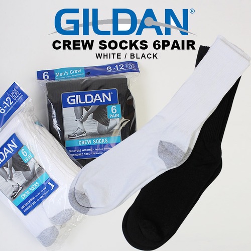 【 gil-gb753 】GILDAN ギルダン P6 MENS CREW SOCKS クルーソックス ハイソックス ジム スポーツ ビジネス デイリー アウトドア 通勤 通学 運動 アメリカ US