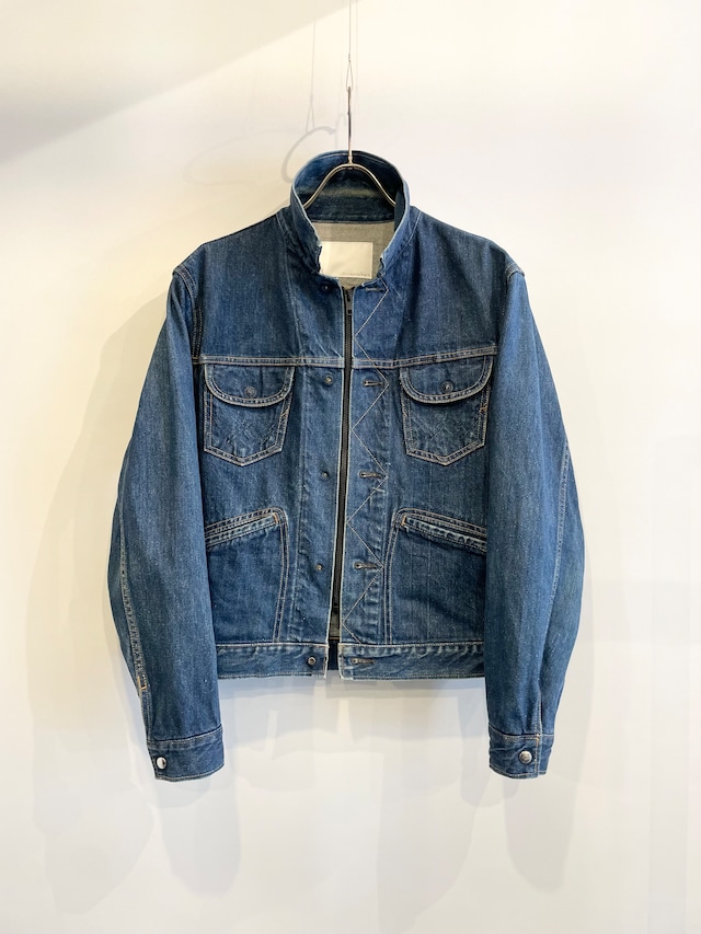 TrAnsference reshaped zip denim blouson - indigo