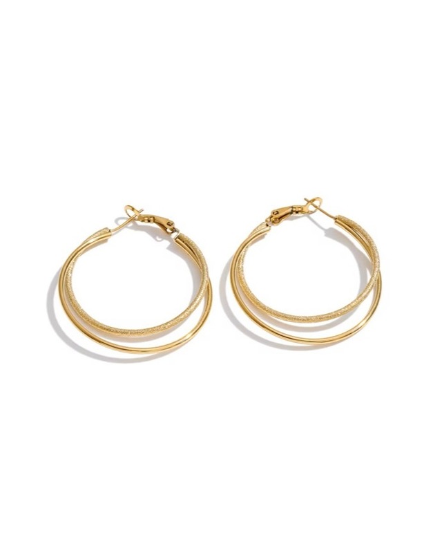 Double hoop pierce -Gold -【アレルギー対応】