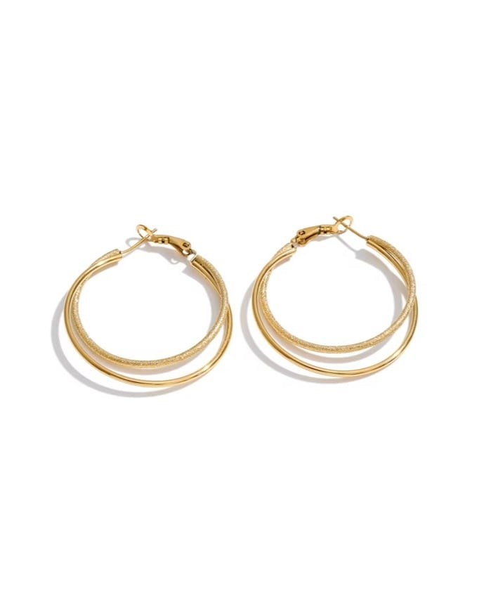Double hoop pierce -Gold -【アレルギー対応】