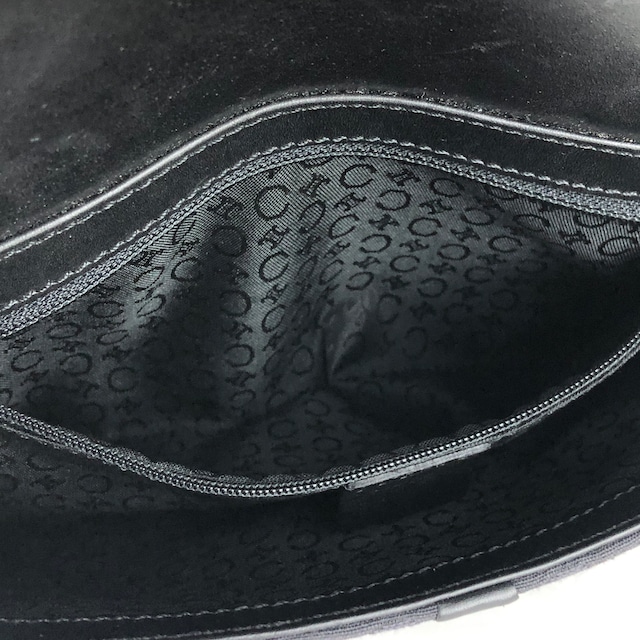 CELINE セリーヌ Cマカダム フロントベルト ジャガード×レザー ホーボー ショルダーバッグ ブラック オールドセリーヌ ヴィンテージ vintage t6b3be