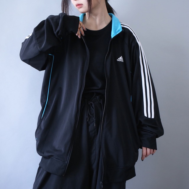 "adidas" black×white×blue good coloring track jacket