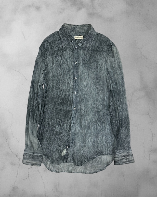 EMPORIO ARMANI Silk 100% Sheer Crinkle Shirt Produced by C.I.T.