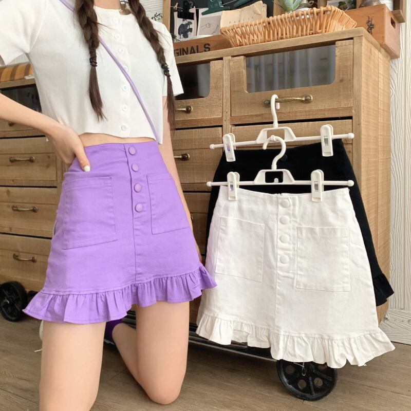 2020年夏の新作レディースパープルバッグヒップロータスリーフスカートバージョンのハイウエスト細いAラインスカートパンツ 1号婦人62954431226