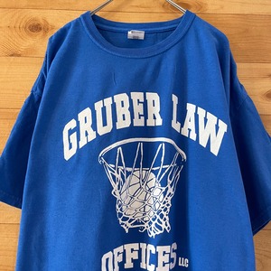 【GILDAN】企業系 弁護士事務所 バスケットボール アーチロゴ プリント 半袖Tシャツ X-Large オーバーサイズ us古着