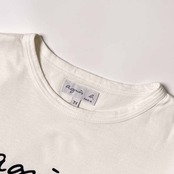 agnès b. アニエスベー ロゴ 半袖 Tシャツ カットソー T1/ホワイト レディース