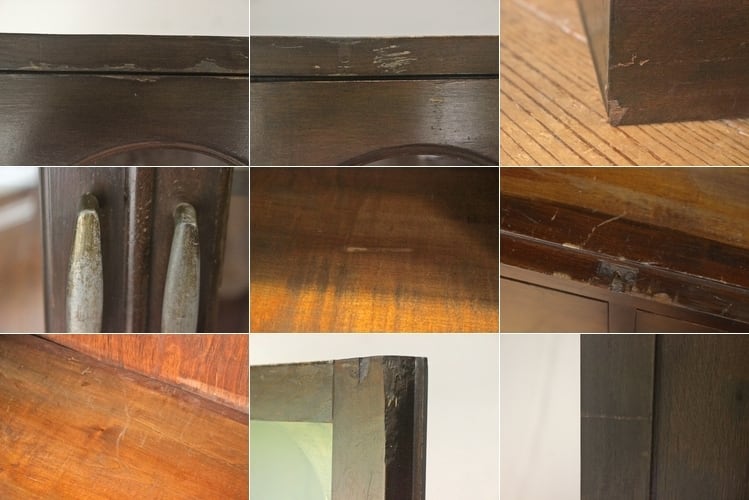 レトロ ガラスキャビネット 本箱 収納 食器棚 ラック 引き出し 抽斗 2