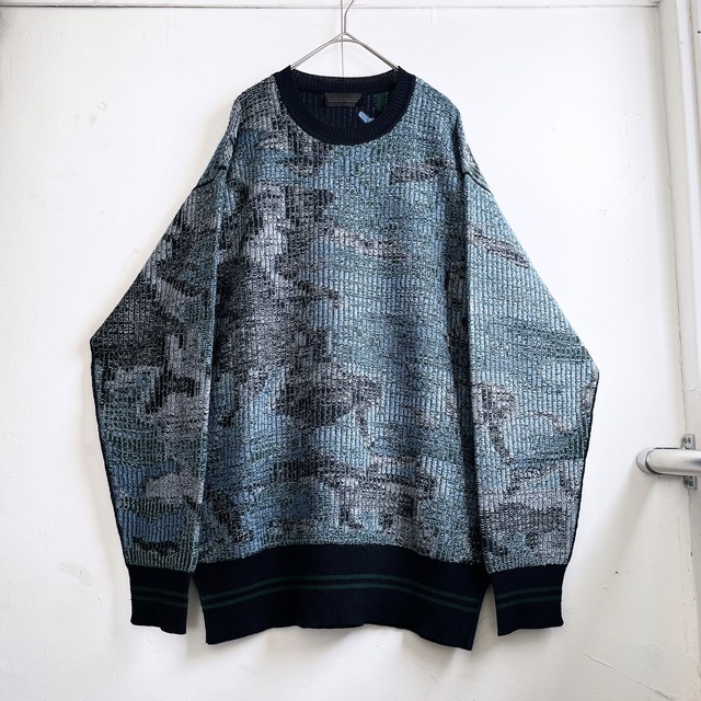 ” DIESEL ” Camouflage pattern Embbossed Reversible loose knit (made in Italy)
