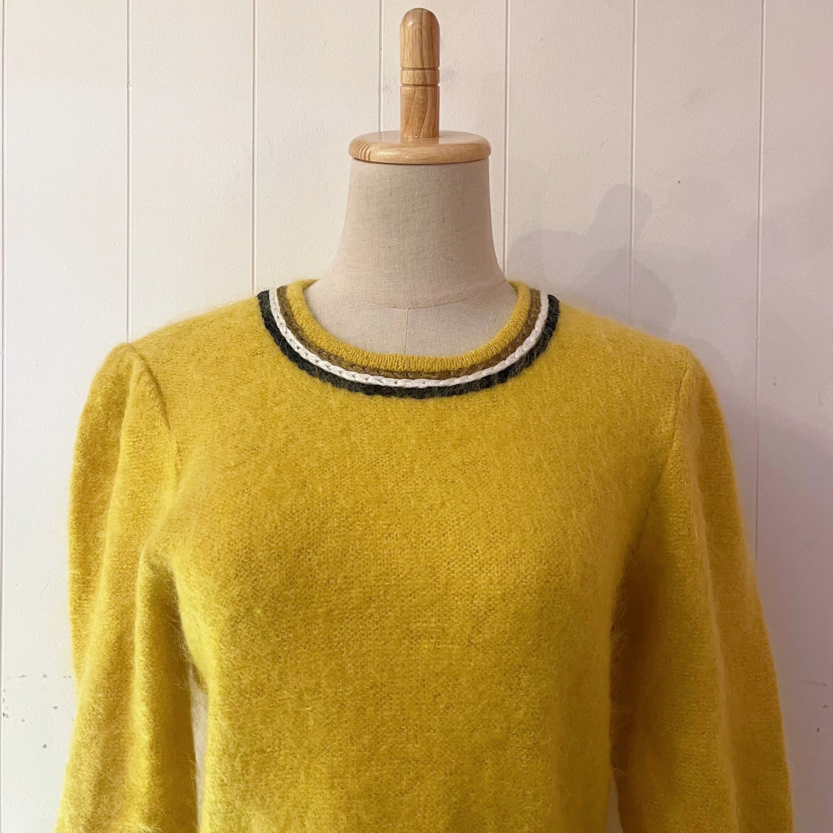 long rib button yellow mohair sweater