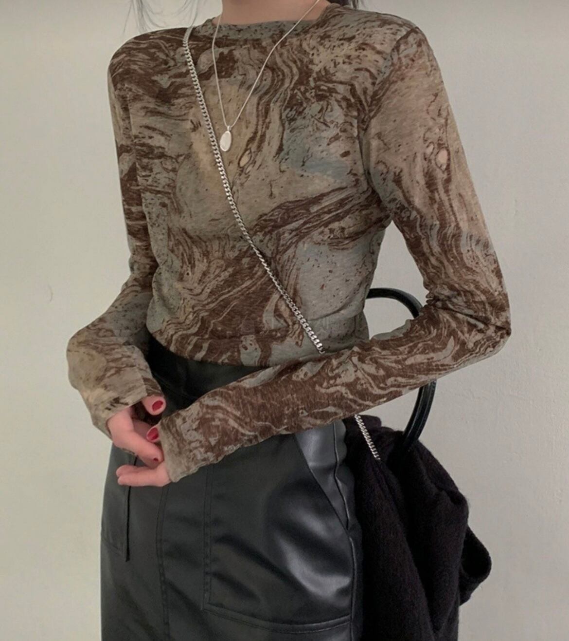 2color / ニュアンス柄シアートップス