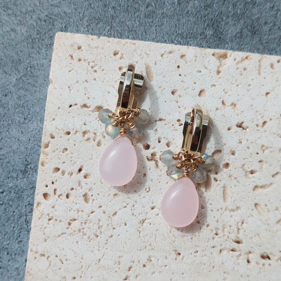 ライムグリーンカルセドニー オーバルカボション×ペリドット ソロバン