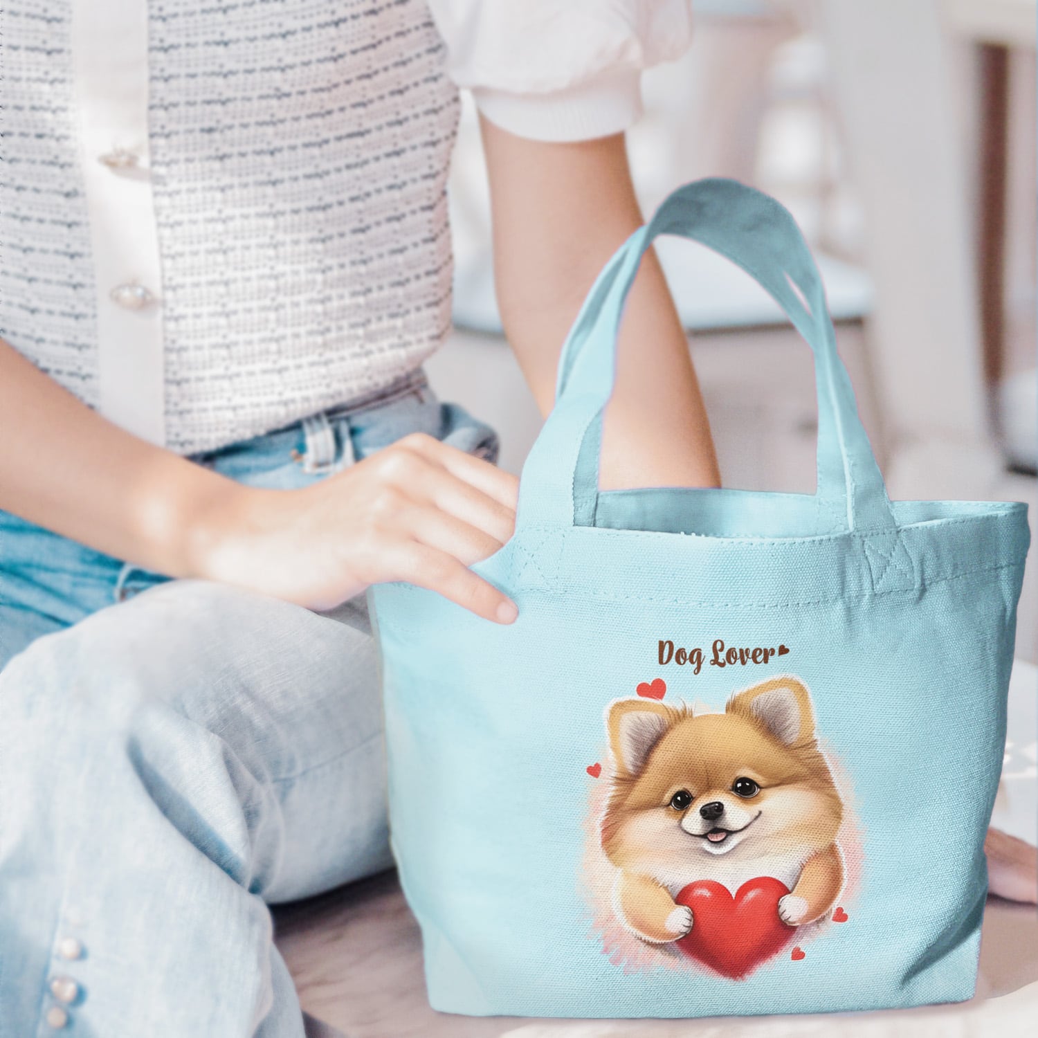 キュンです ポメラニアン 】ミニキャンバス トートバッグ 犬 ペット