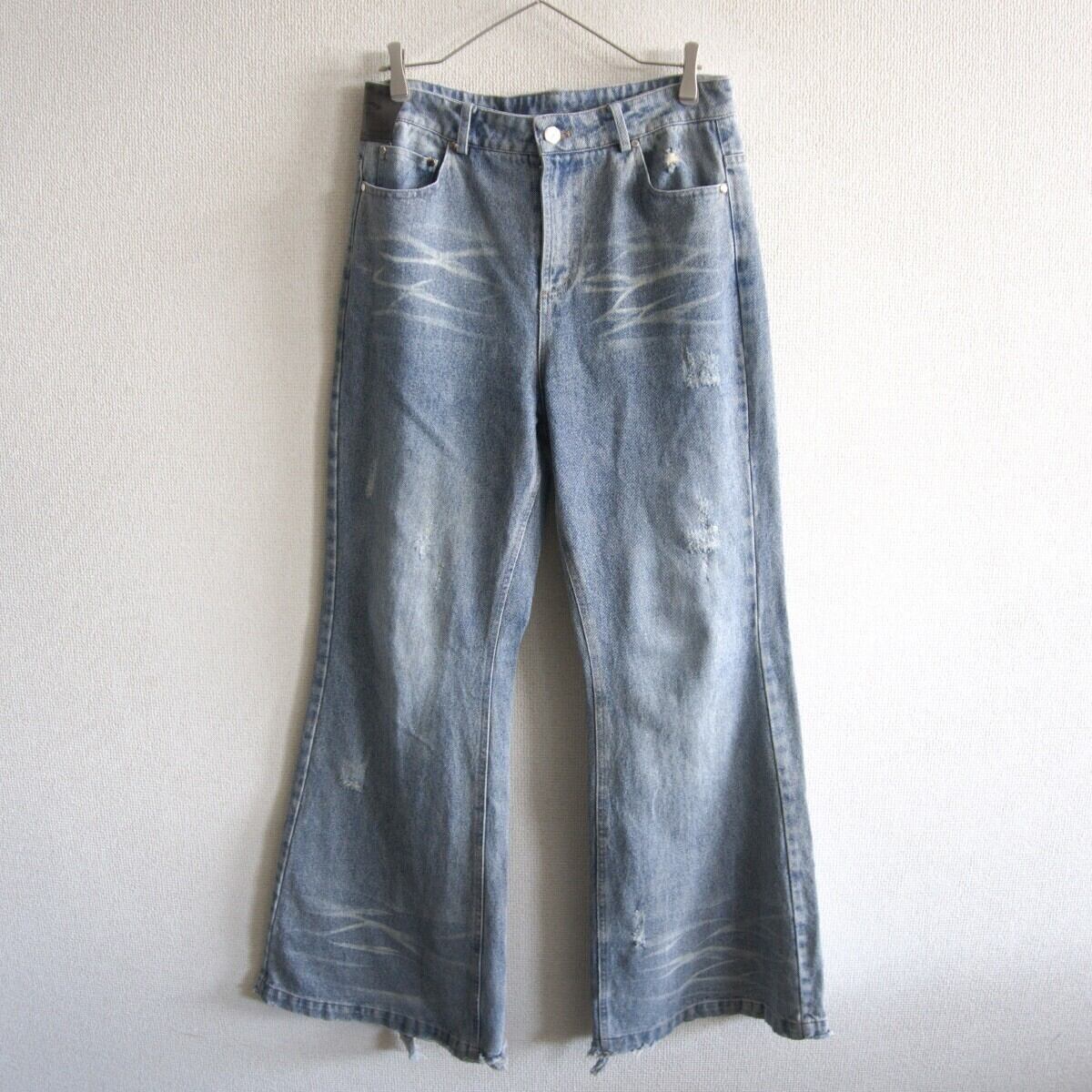 【雰囲気抜群】ANTERIOR LOVED【ダメージ加工 フレア デニムパンツ】M アンテリア ラヴド 26050538 雰囲気抜群】ANTERIOR LOVED【ダメージ加工 フレア デニムパンツ】M