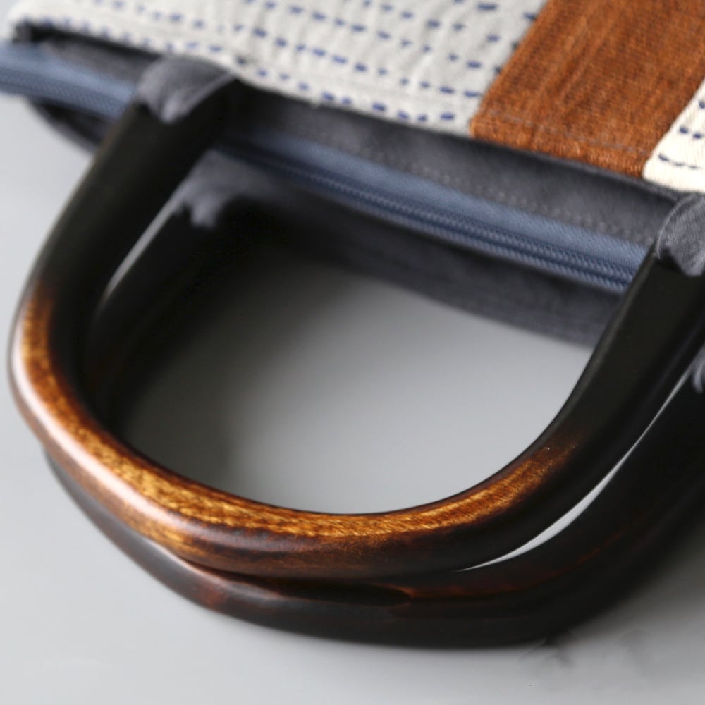 2個入り】和柄 手提げ付きバッグ 木製ハンドル 工芸品 和装 小物 日本