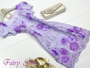 ★9号☆輝く刺繍＆花飾り付タイトワンピース(OPN6303)