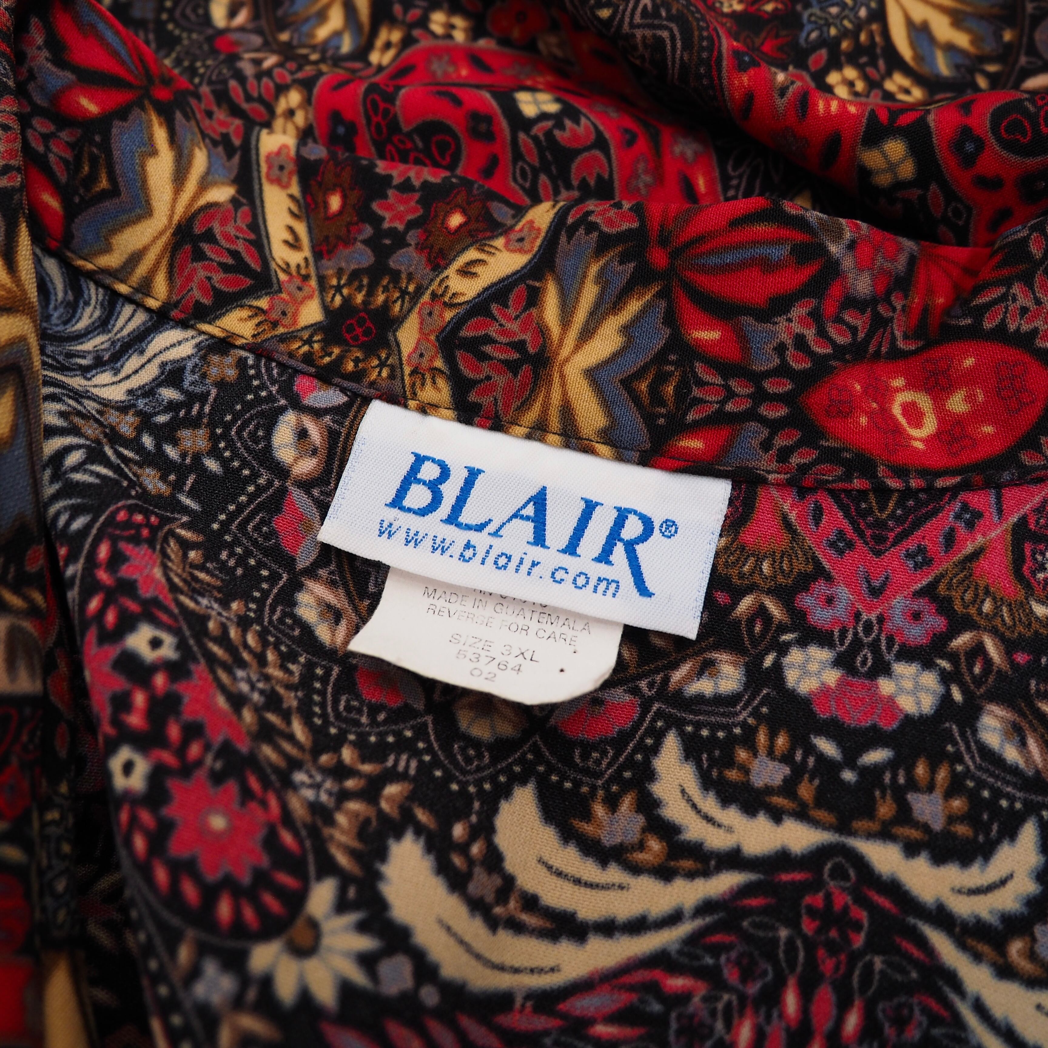 1990s Dark ethnic tribal art pattern Design vintage Drape loose shirt