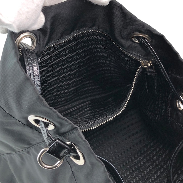 PRADA プラダ トートバッグ ブラック トライアングルロゴ ナイロン 巾着 vintage ヴィンテージ オールド 8y7i6t