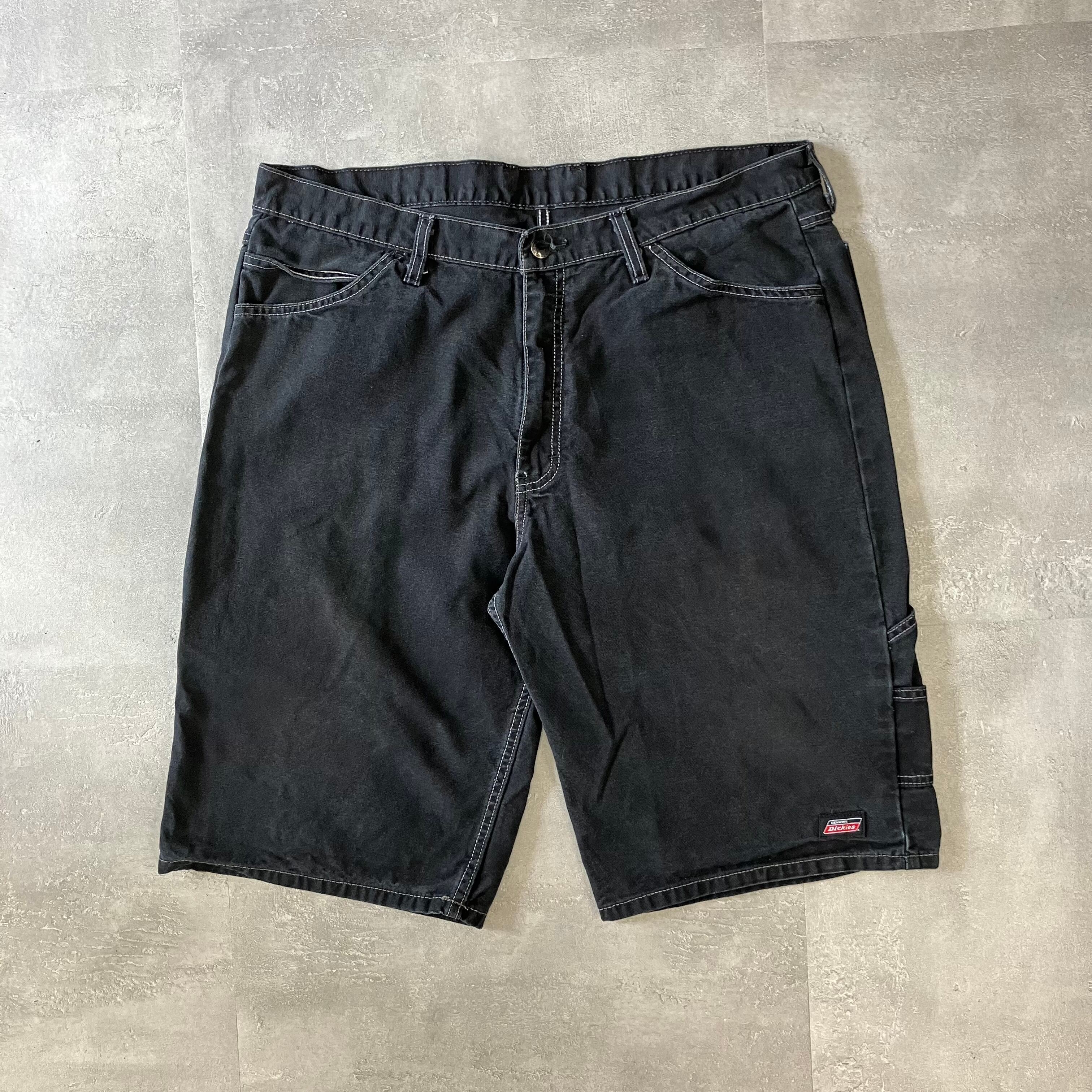 《実寸w38》Dickies ディッキーズ ハーフパンツ カーゴショーツ ブラック ダック生地 No.2897