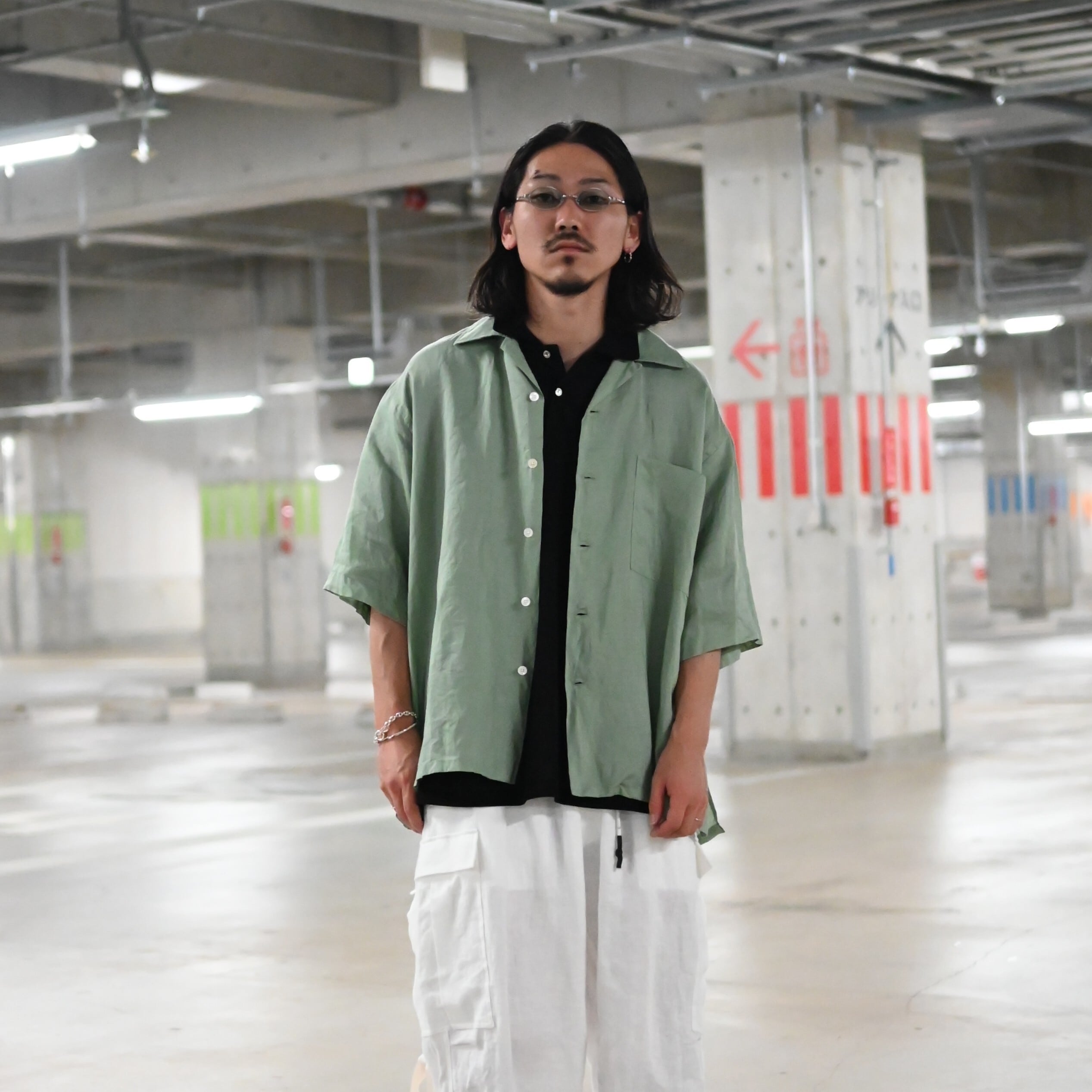 INTERIM / RAMIE SHEER LAWN HYPER BIG S/S OPEN COLLAR SHIRT | GANKO