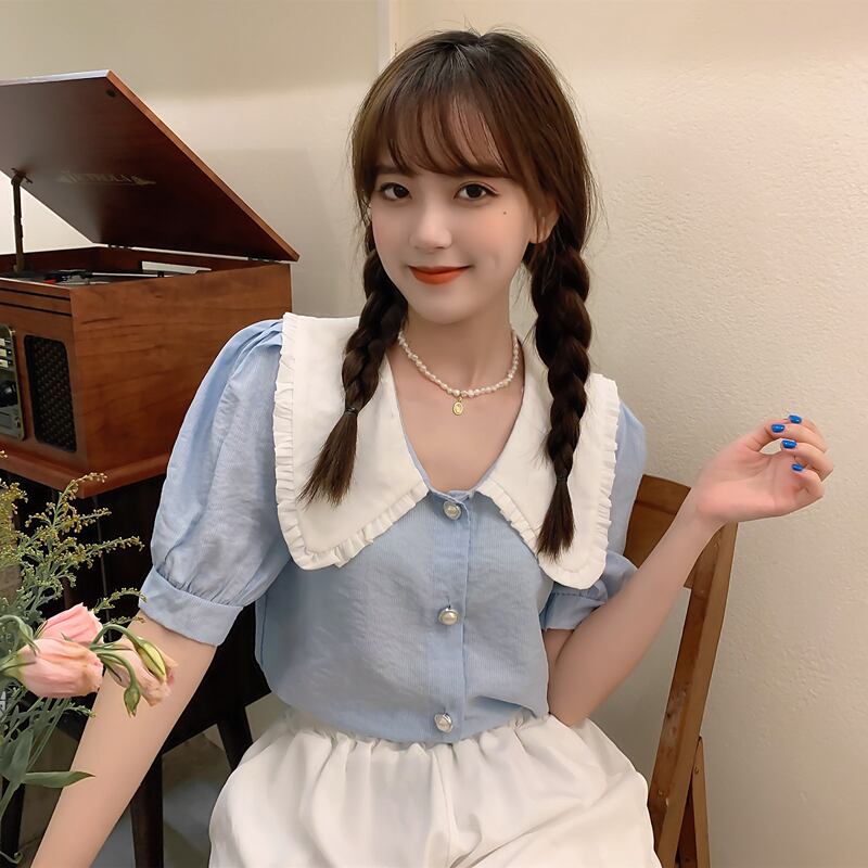 シャツ サマー薄手カラースタンダードトップス レトロ 夏物 1号婦人15396448493