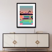 LA Down Town Sun Set｜夕焼けに染まるロサンゼルスの風景アートポスター｜レトロ感が魅力のインテリアに映える一枚｜A3ポスター