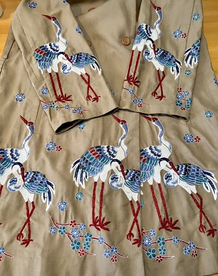 イタリア製 MANUELA LUGLI 鶴刺繍 トレンチコート 鳥 | LONERS