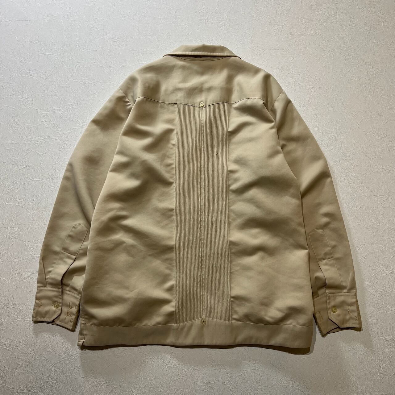 70s〜80s MEXICO 開襟 オープンカラー 襟芯 キューバシャツ ベージュ