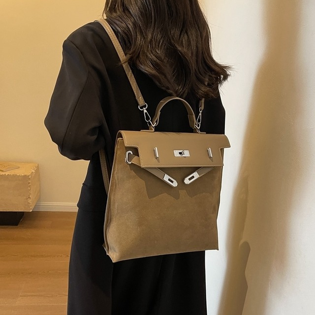 異素材コンビフラップ3WAYバッグ：ラージ 10595